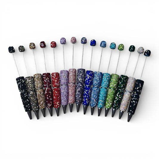 Stylo à tige décoré de strass – 30 couleurs au choix