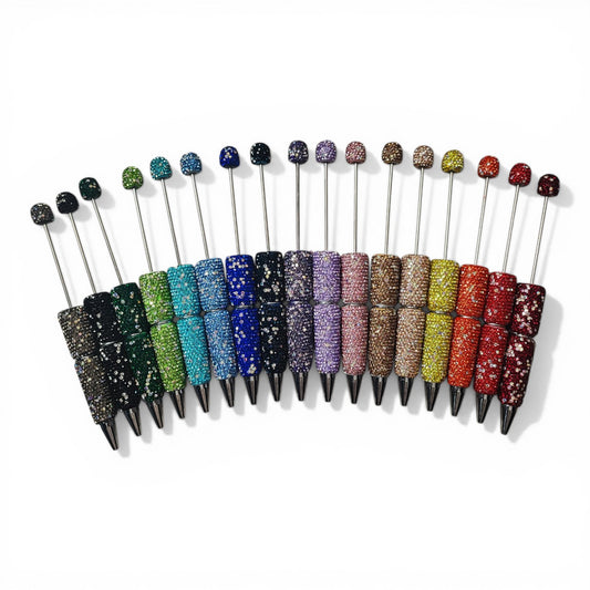 Stylo à tige décoré de strass – 62 couleurs au choix