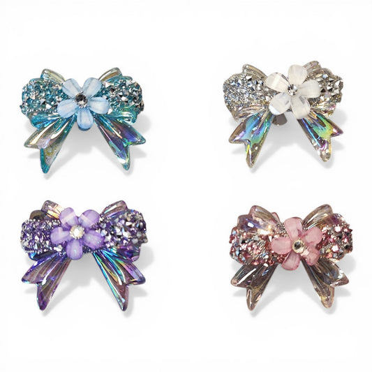 x1 Perle Spéciale Tige Nœud Papillon en Acrylique et Strass – 37 mm – Couleurs au Choix