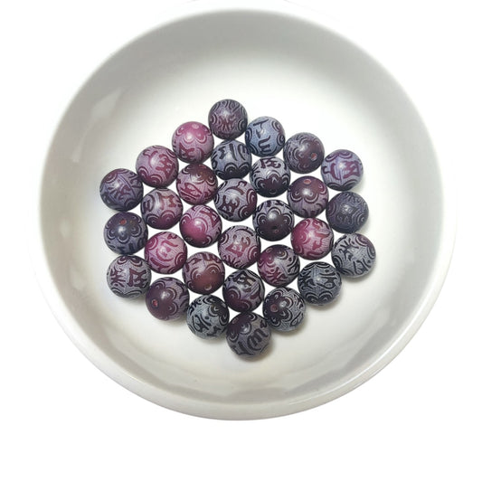 Lot de 10 Perles en Graine de Bodhi – Mantra – 12/13 mm – Couleur Lin de Vin