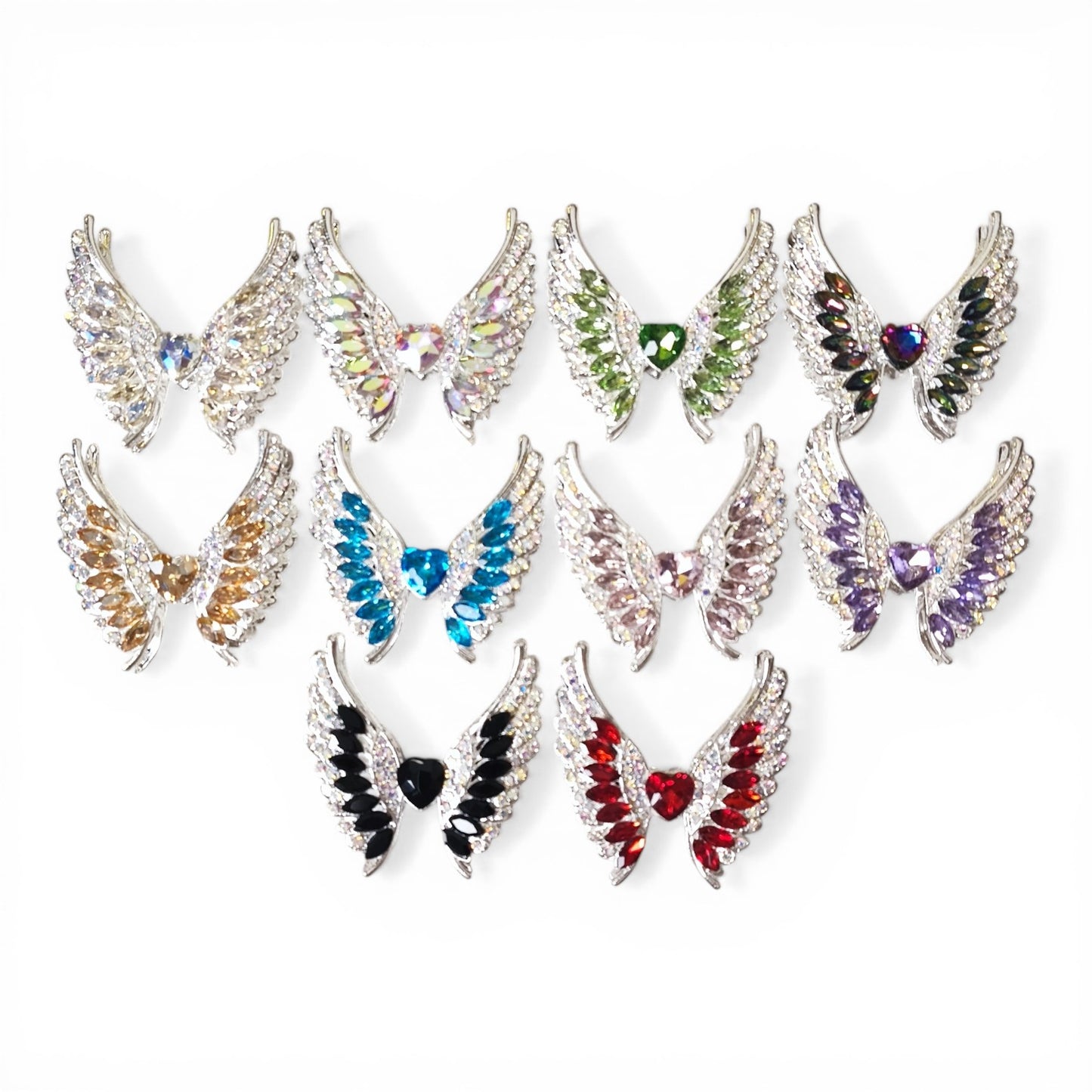 x1 Perle XL ailes d’ange strass et cabochons – 50 x 47 mm