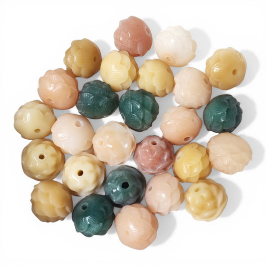Lot de 5 Perles en graine de Bodhi – Forme lotus multicolore 11 x 12 mm
