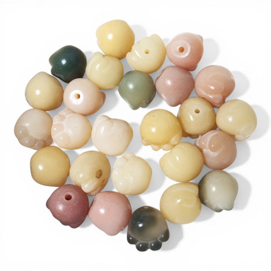 Lot de 5 Perles en graine de Bodhi – Forme patte de chat multicolore 13 x 12 mm
