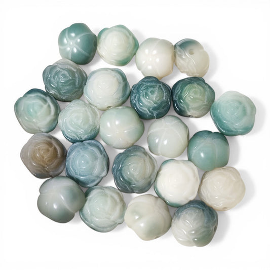 Lot de 5 Perles Bodhi – Forme camélia flottant vert 13 x 10 mm