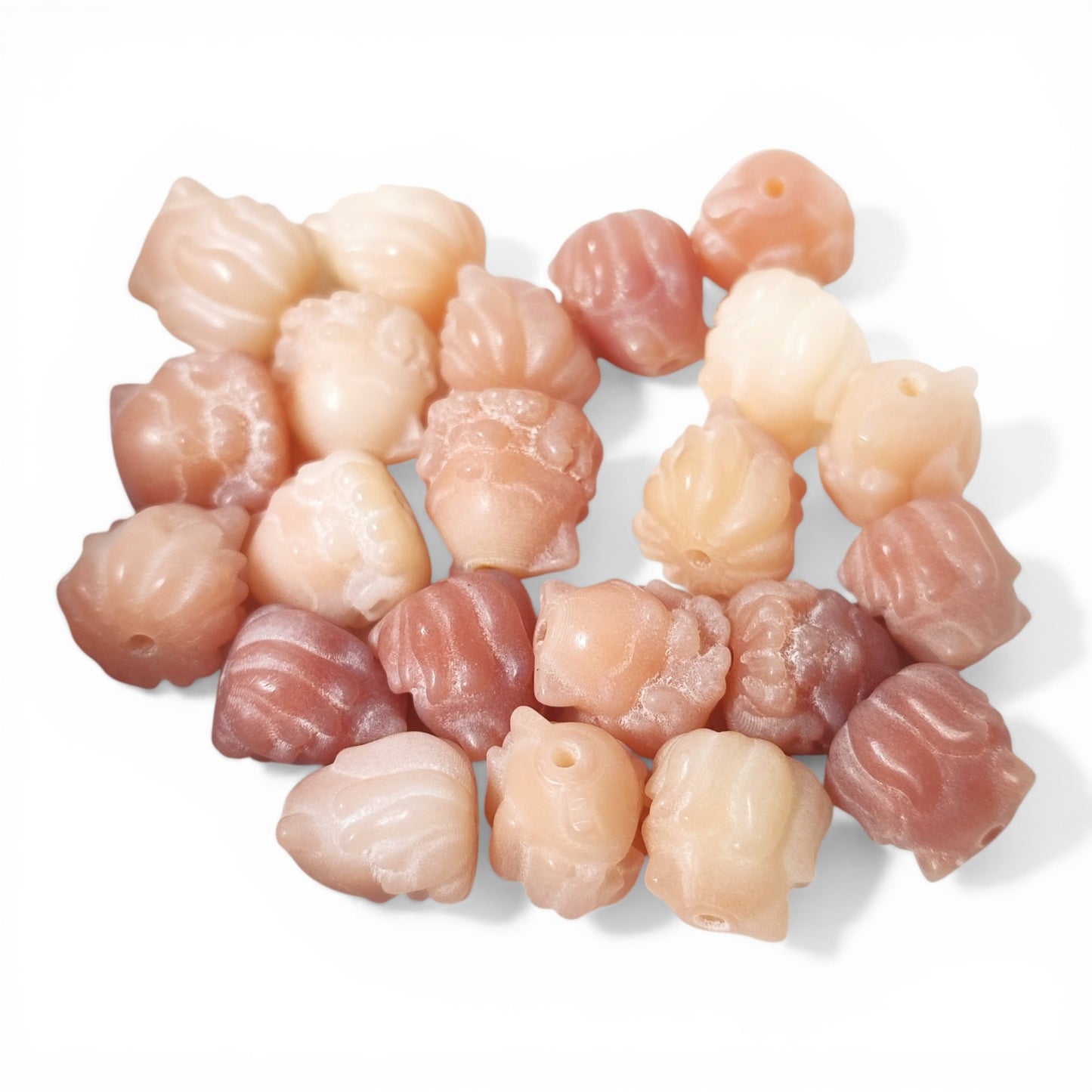 Lot de 5 Perles de graines de Bodhi – Forme renard Kitsune rose 13 x 13 mm
