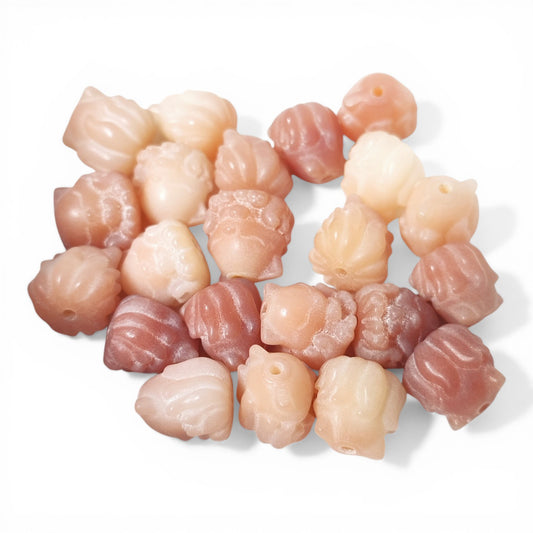 Lot de 5 Perles de graines de Bodhi – Forme renard Kitsune rose 13 x 13 mm