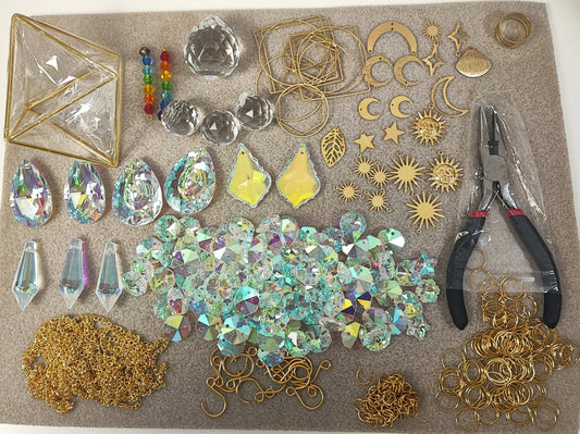 Ensemble Créatif Attrapes Soleil en Cristal de Verre – Doré – ≈16 créations