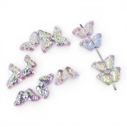 x10 Perles Papillon en Verre Soufflé à la Main – 15 x 8 mm