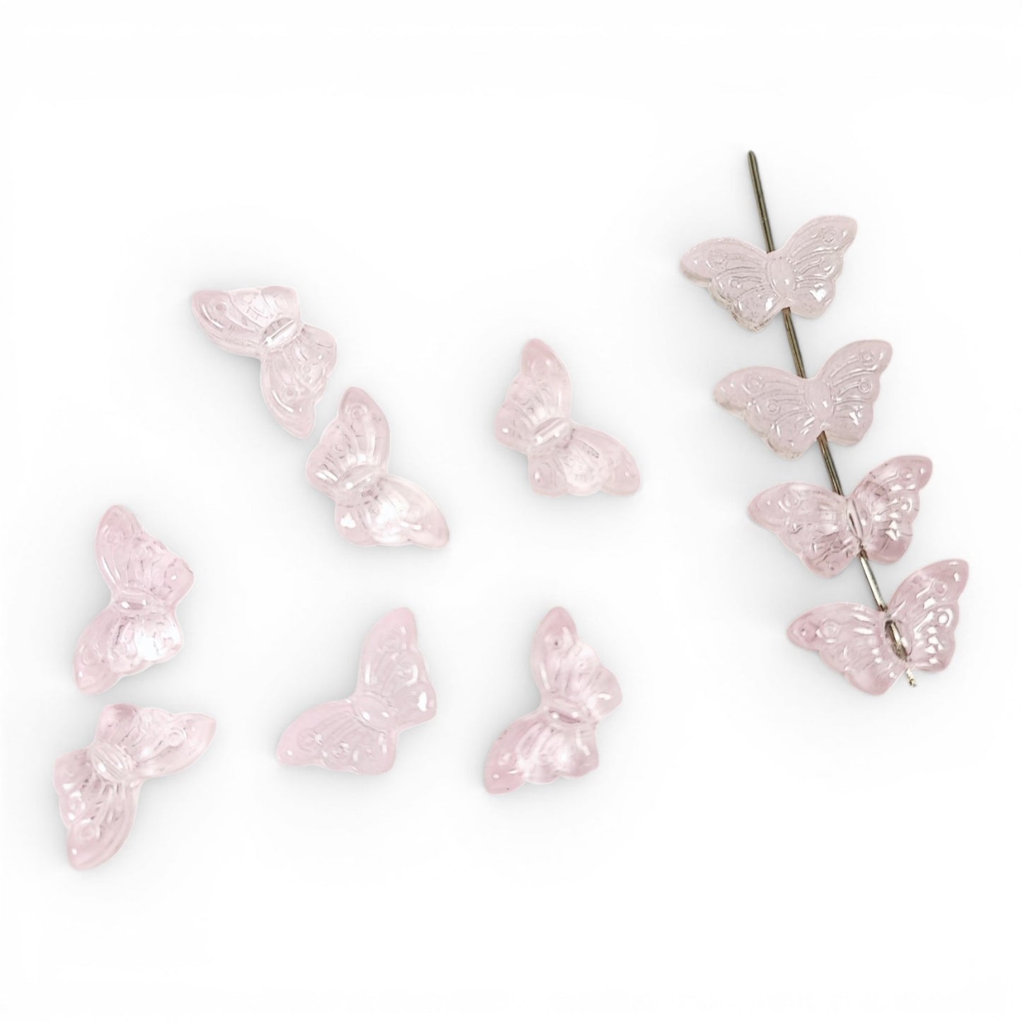 x10 Perles Papillon en Verre Soufflé à la Main – 15 x 8 mm