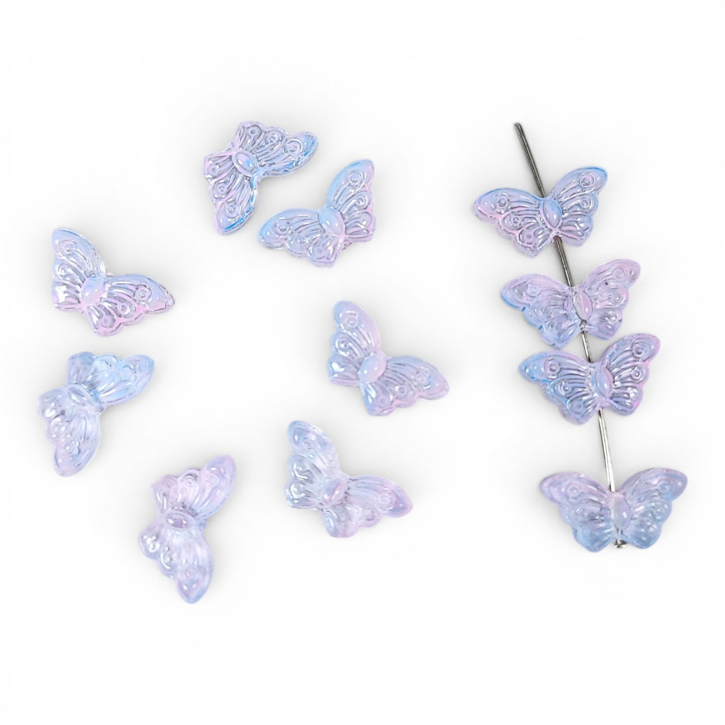 x10 Perles Papillon en Verre Soufflé à la Main – 15 x 8 mm