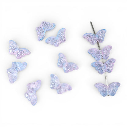 x10 Perles Papillon en Verre Soufflé à la Main – 15 x 8 mm