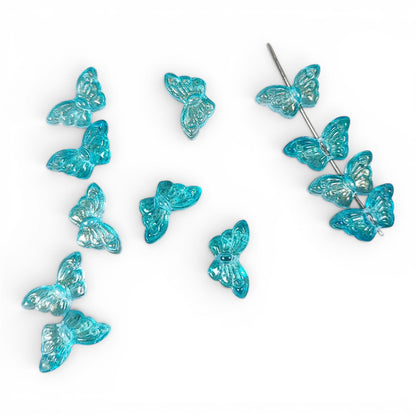 x10 Perles Papillon en Verre Soufflé à la Main – 15 x 8 mm