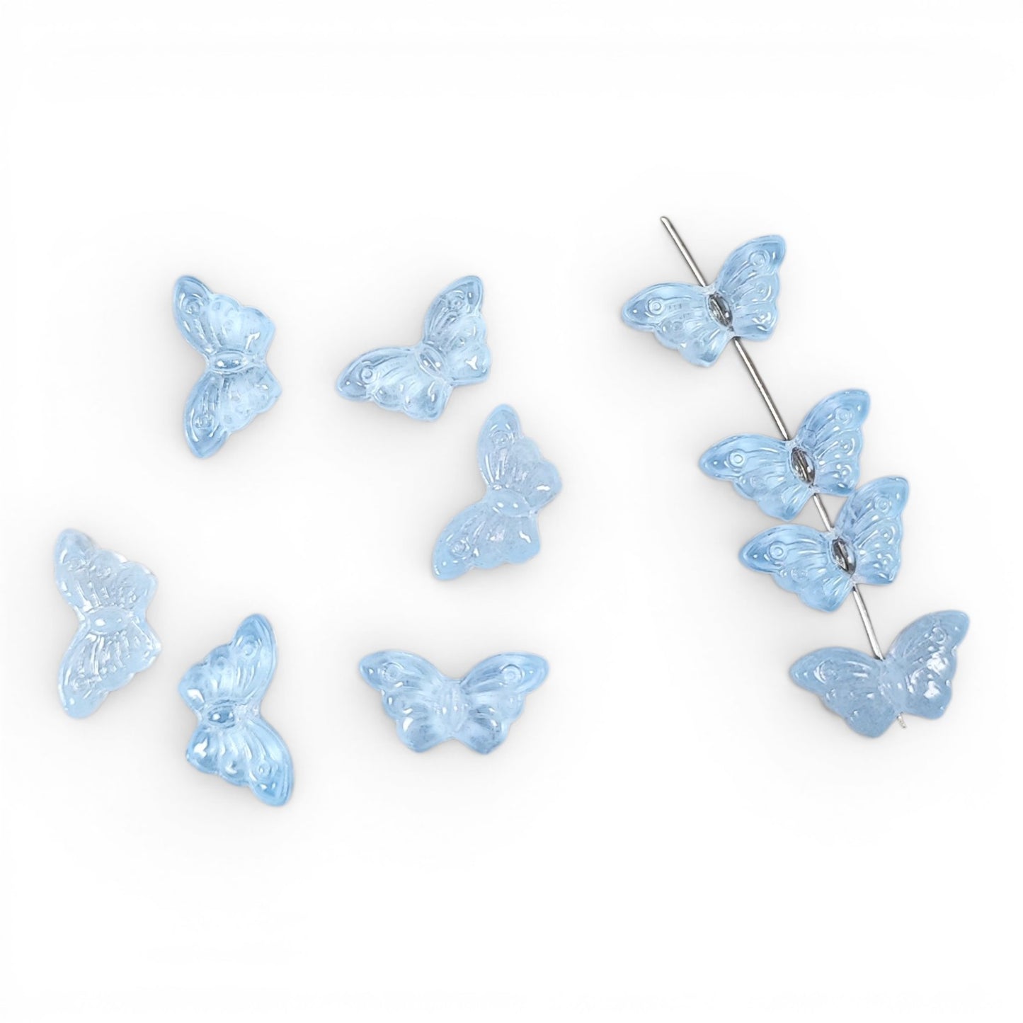 x10 Perles Papillon en Verre Soufflé à la Main – 15 x 8 mm