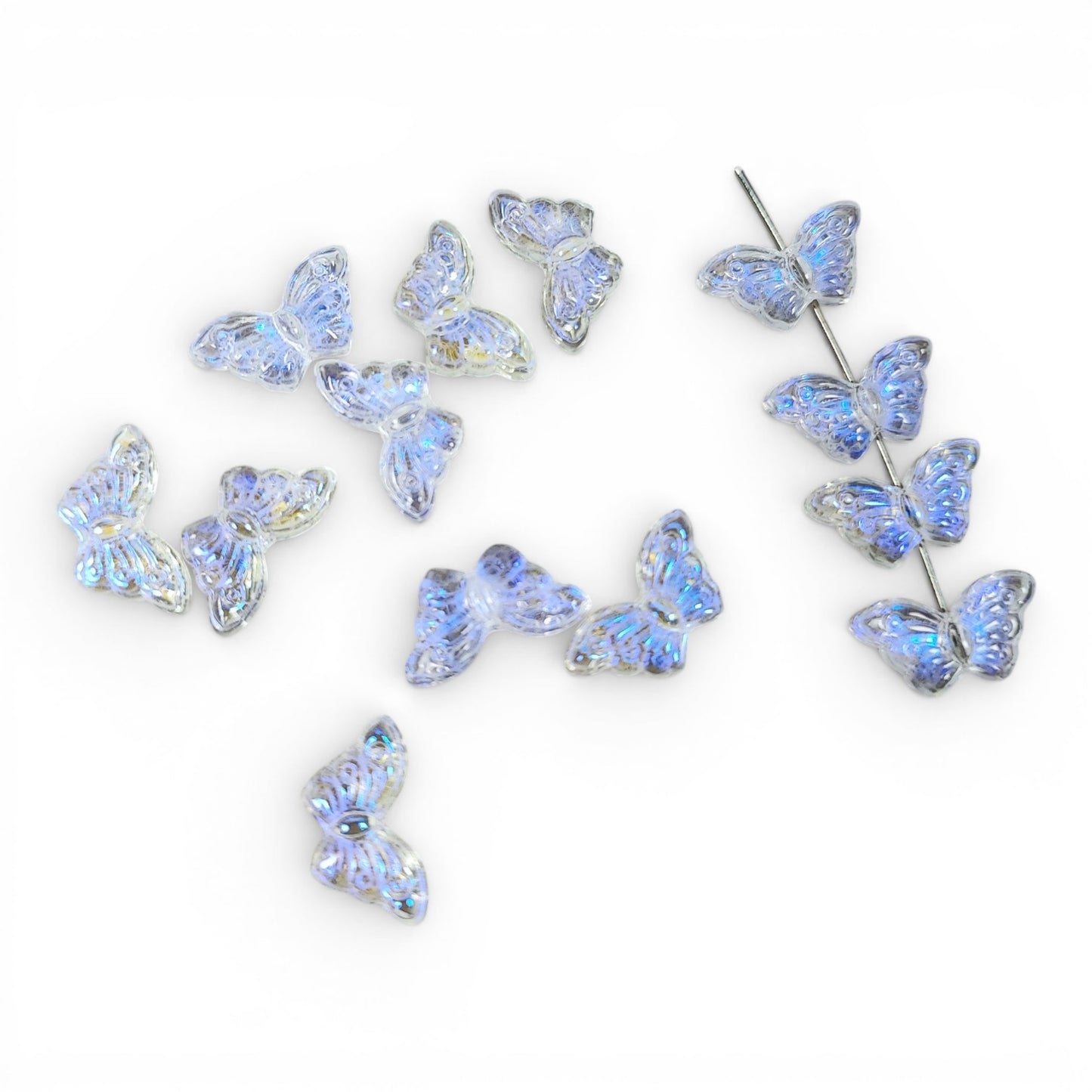 x10 Perles Papillon en Verre Soufflé à la Main – 15 x 8 mm