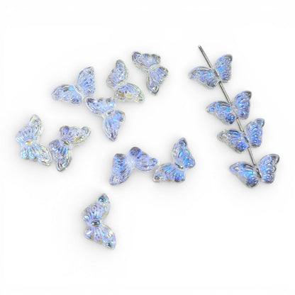 x10 Perles Papillon en Verre Soufflé à la Main – 15 x 8 mm