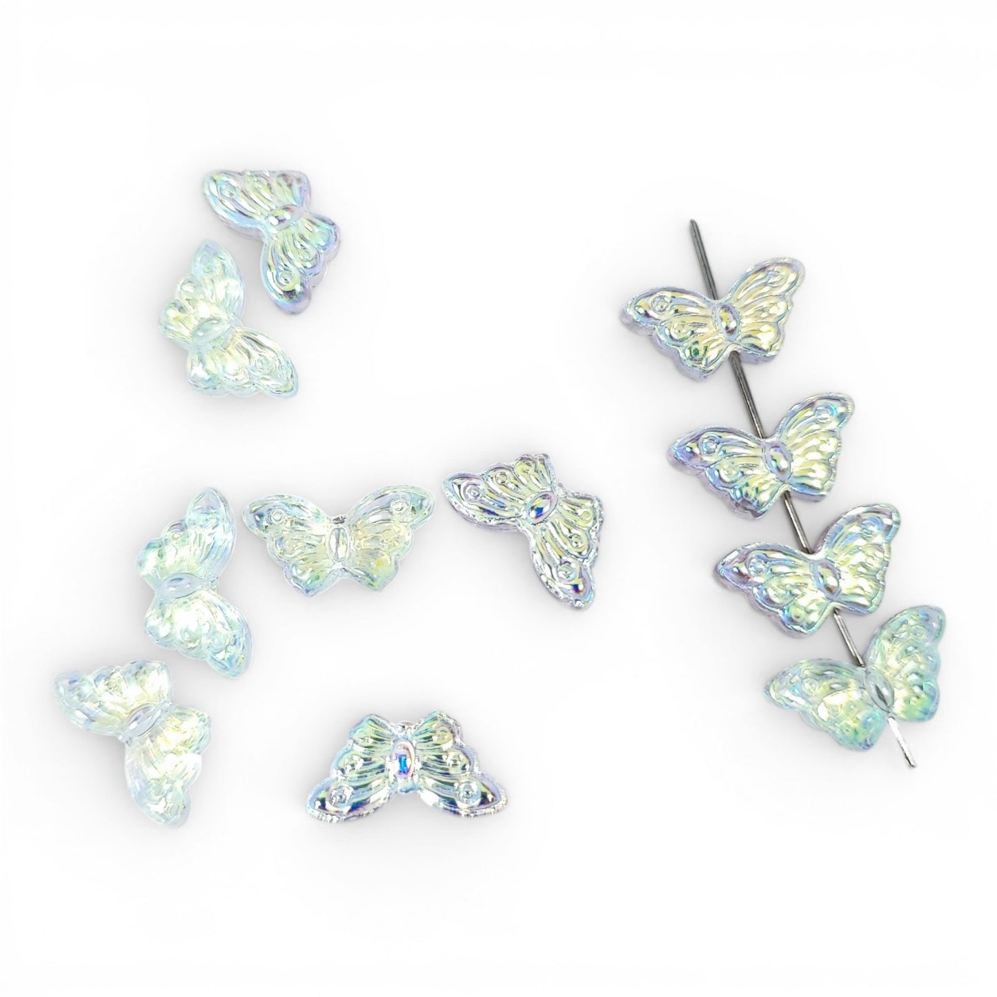 x10 Perles Papillon en Verre Soufflé à la Main – 15 x 8 mm