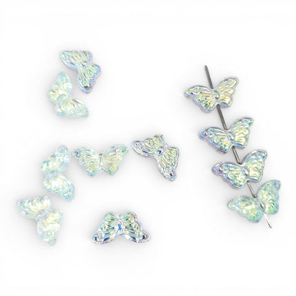 x10 Perles Papillon en Verre Soufflé à la Main – 15 x 8 mm