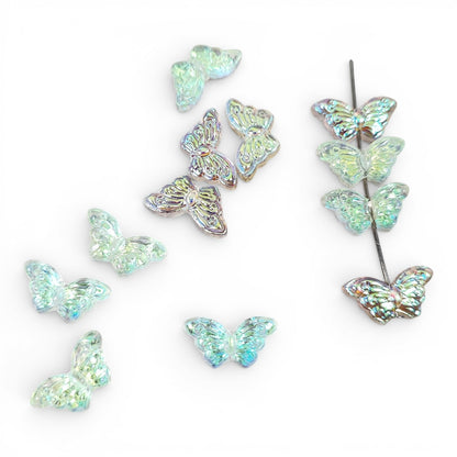 x10 Perles Papillon en Verre Soufflé à la Main – 15 x 8 mm
