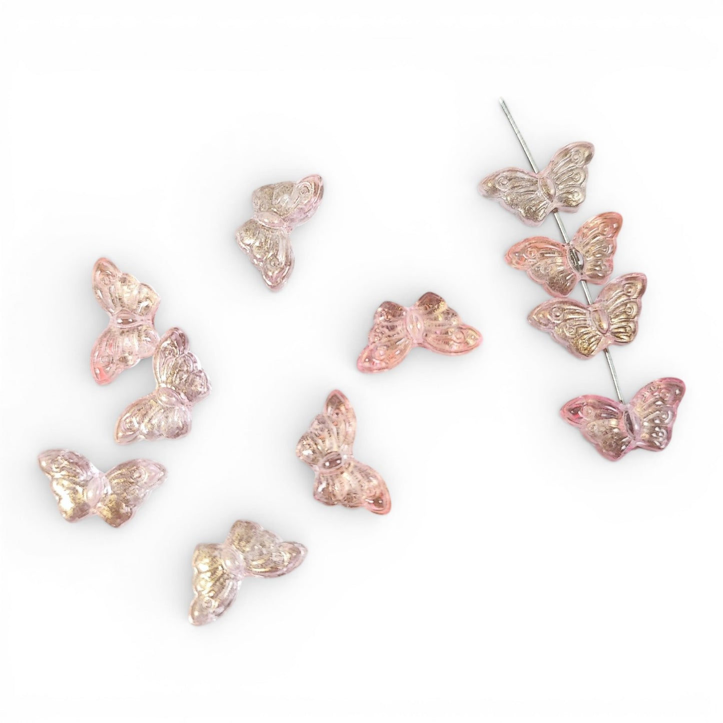 x10 Perles Papillon en Verre Soufflé à la Main – 15 x 8 mm