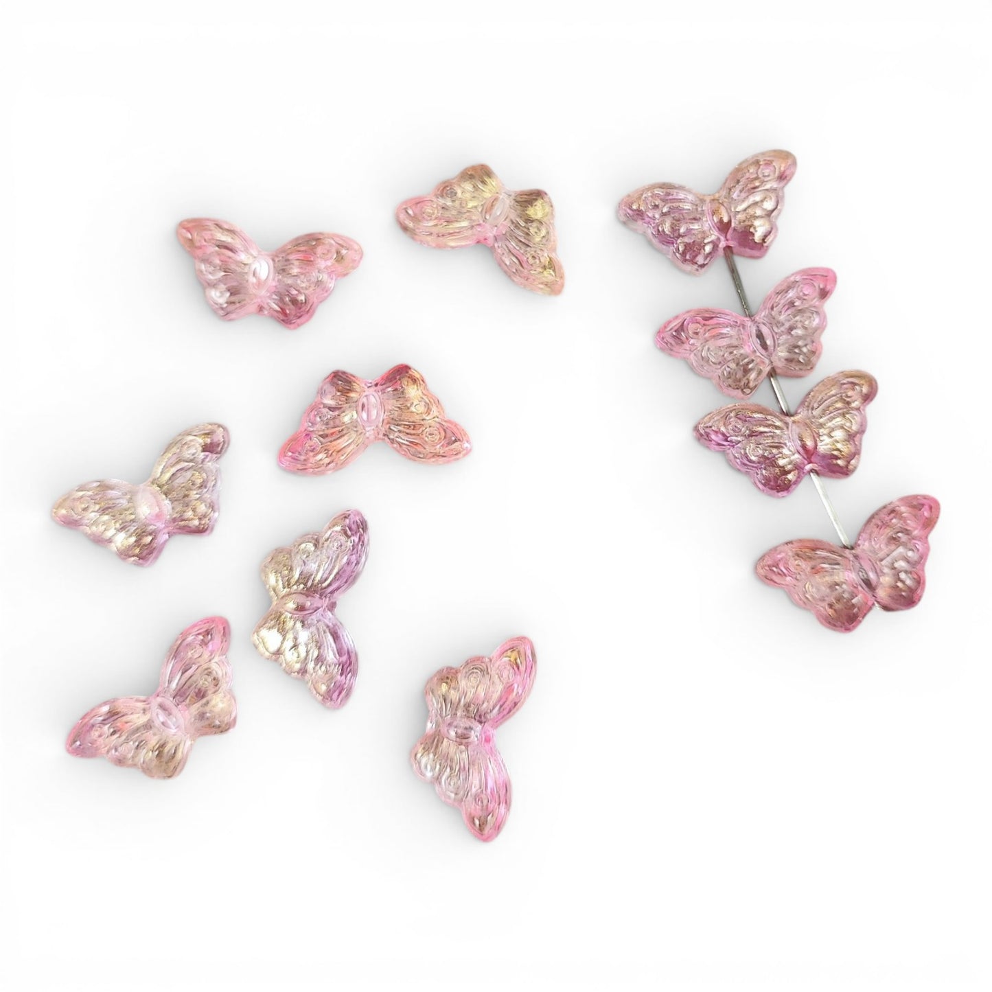 x10 Perles Papillon en Verre Soufflé à la Main – 15 x 8 mm