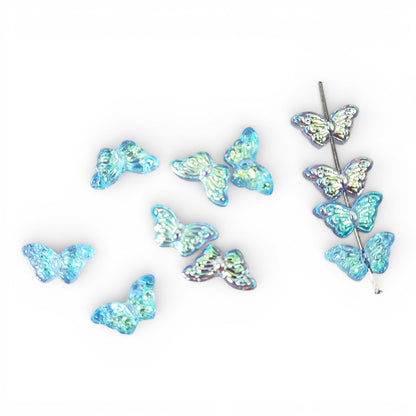 x10 Perles Papillon en Verre Soufflé à la Main – 15 x 8 mm