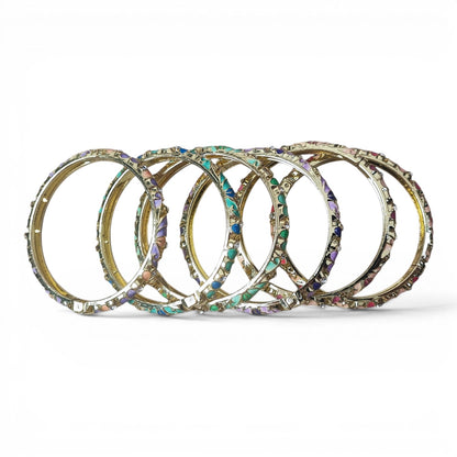 Bracelets joncs thaïlandais – Métal doré émaillé – 6 couleurs