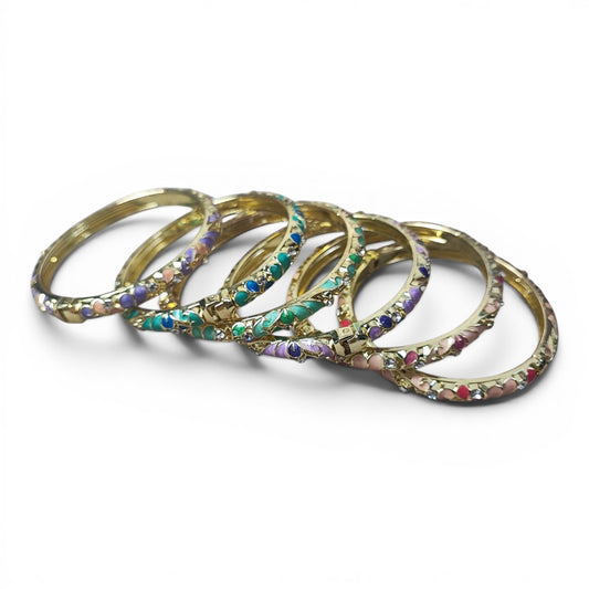 Bracelets joncs thaïlandais – Métal doré émaillé – 6 couleurs