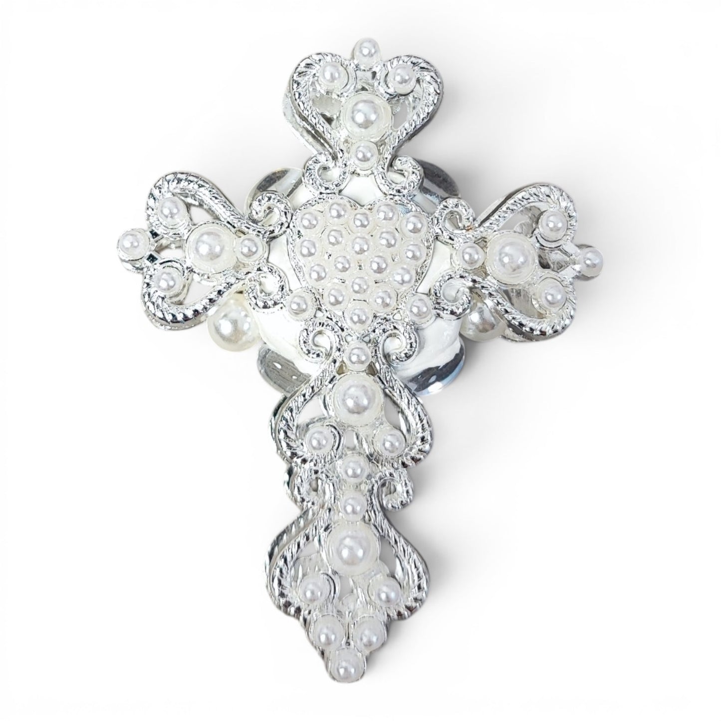 Perle Croix Baroque avec Strass – Spéciale Stylo à Tige – 60x46mm