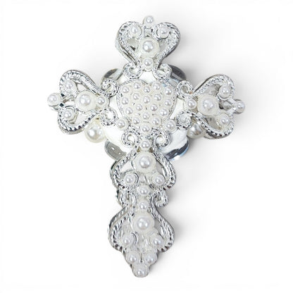 Perle Croix Baroque avec Strass – Spéciale Stylo à Tige – 60x46mm