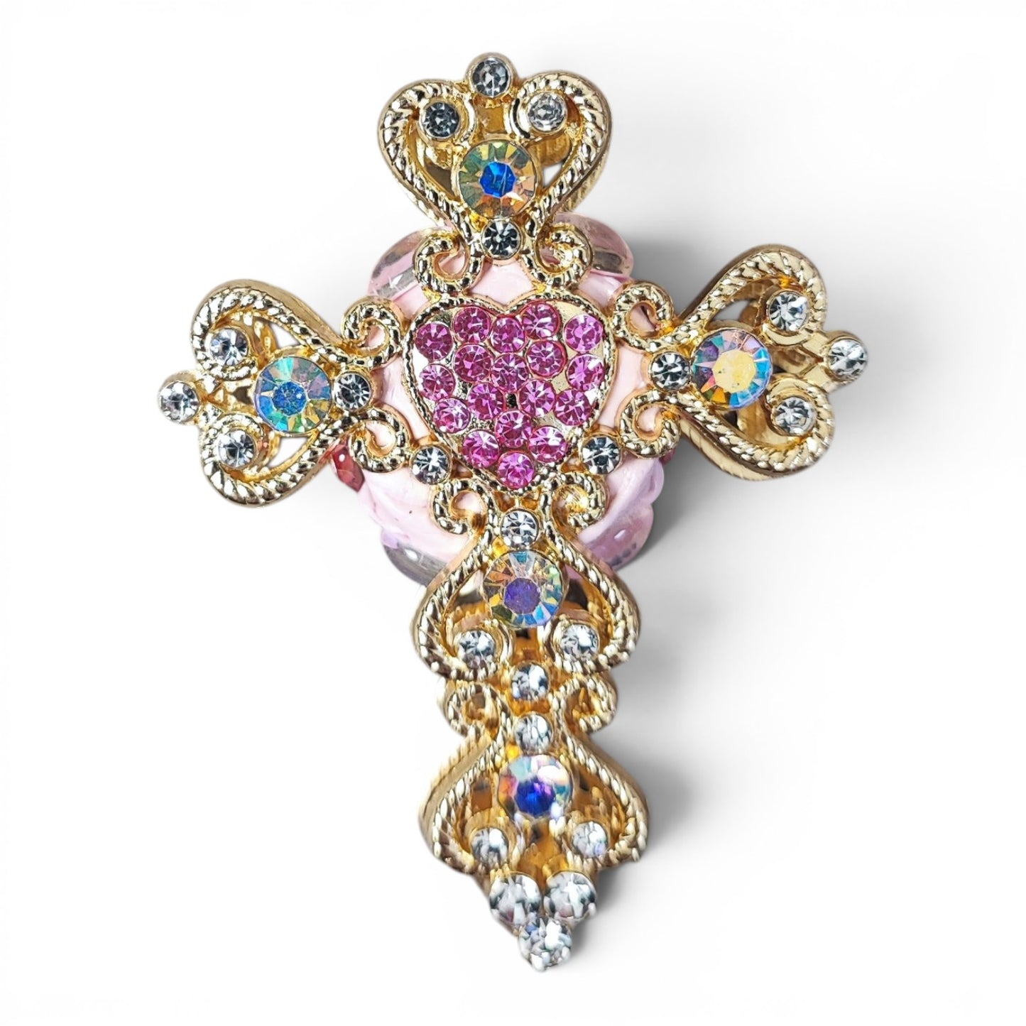 Perle Croix Baroque avec Strass – Spéciale Stylo à Tige – 60x46mm