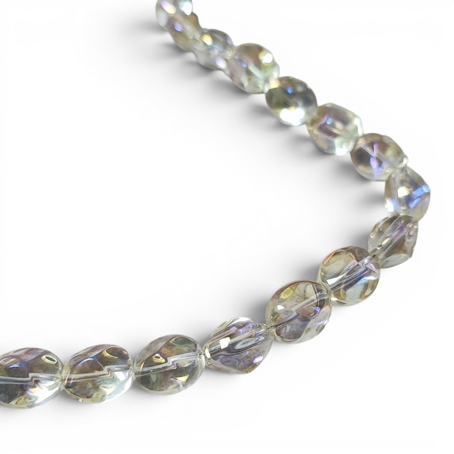 x1 Fil de Perles en Verre Électroplaquées – Ovales Bosselées – 12x10,5mm