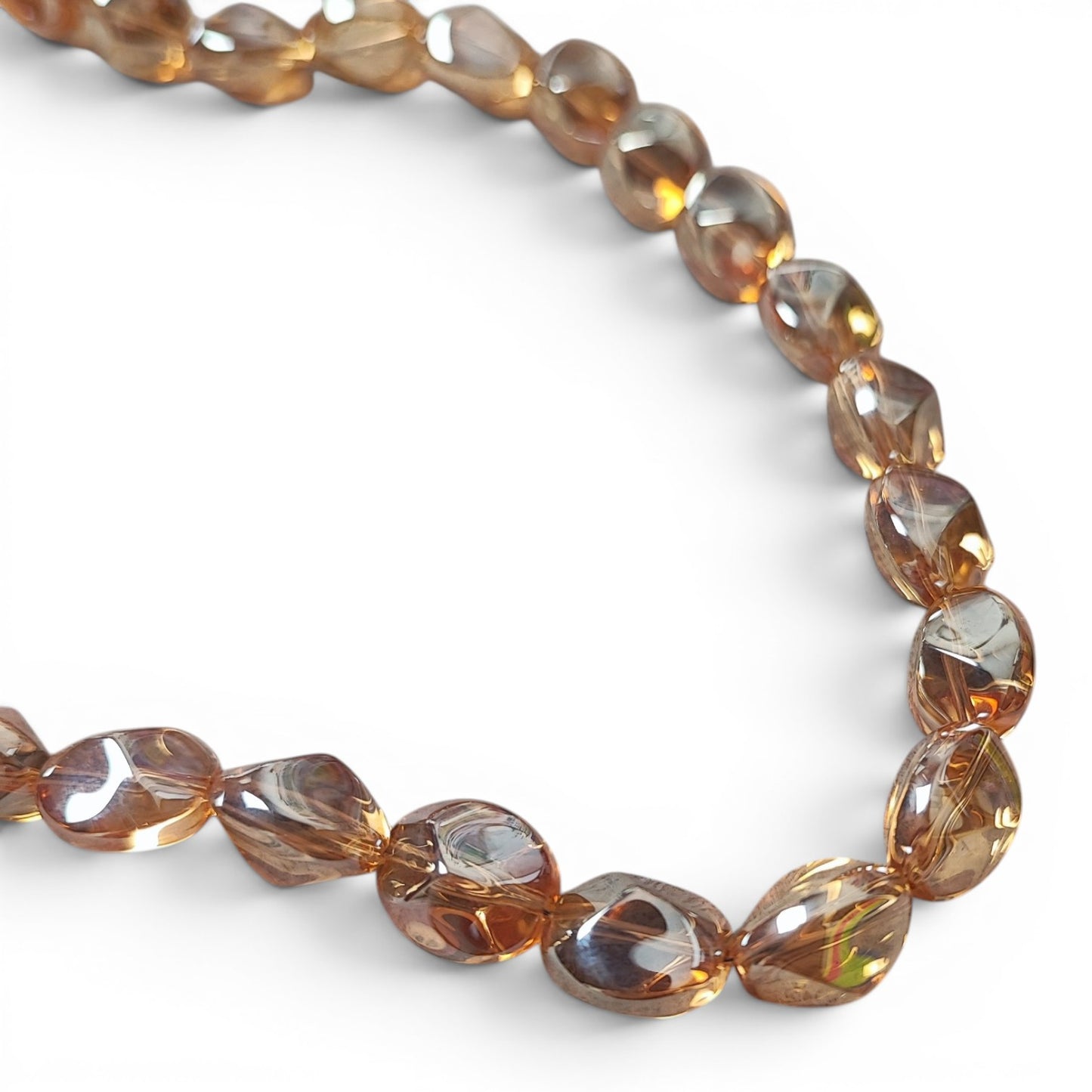 x1 Fil de Perles en Verre Électroplaquées – Ovales Bosselées – 12x10,5mm