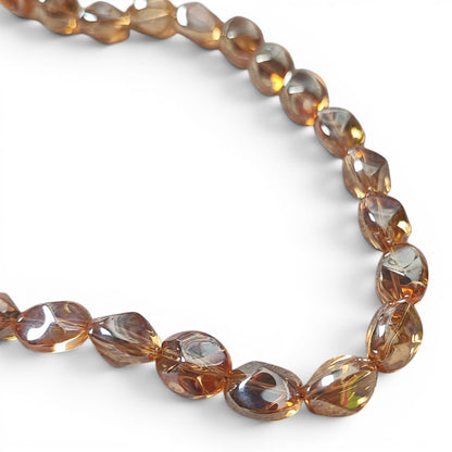 x1 Fil de Perles en Verre Électroplaquées – Ovales Bosselées – 12x10,5mm