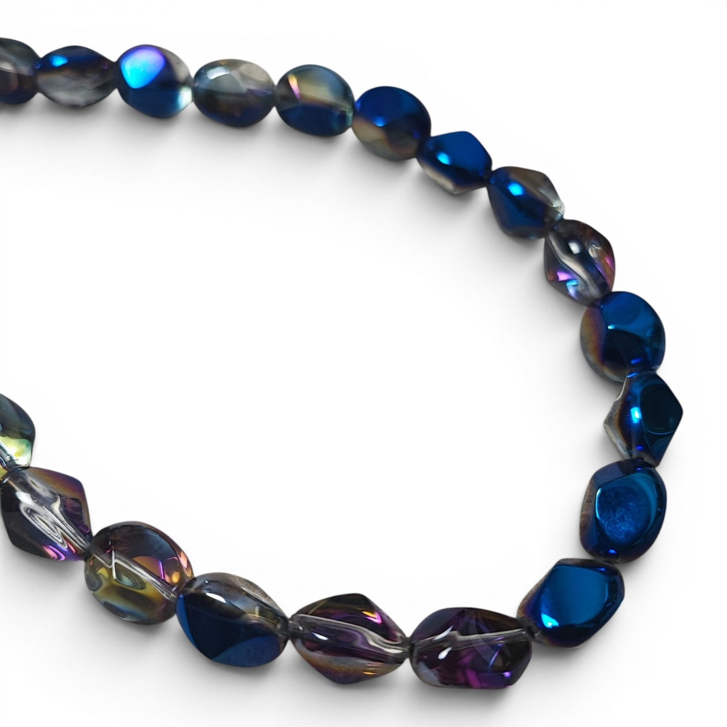 x1 Fil de Perles en Verre Électroplaquées – Ovales Bosselées – 12x10,5mm