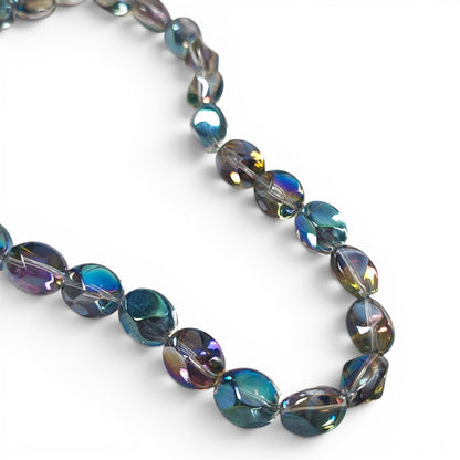 x1 Fil de Perles en Verre Électroplaquées – Ovales Bosselées – 12x10,5mm