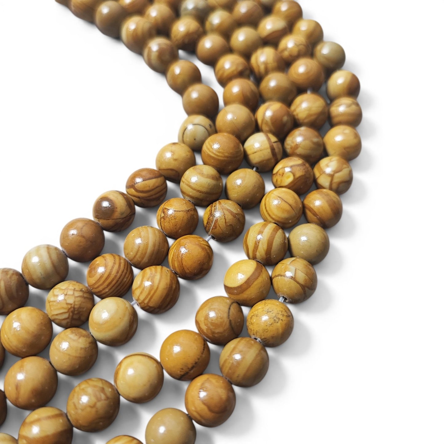 Fil de Perles en Jaspe Bois Naturel – Rondes – 8mm