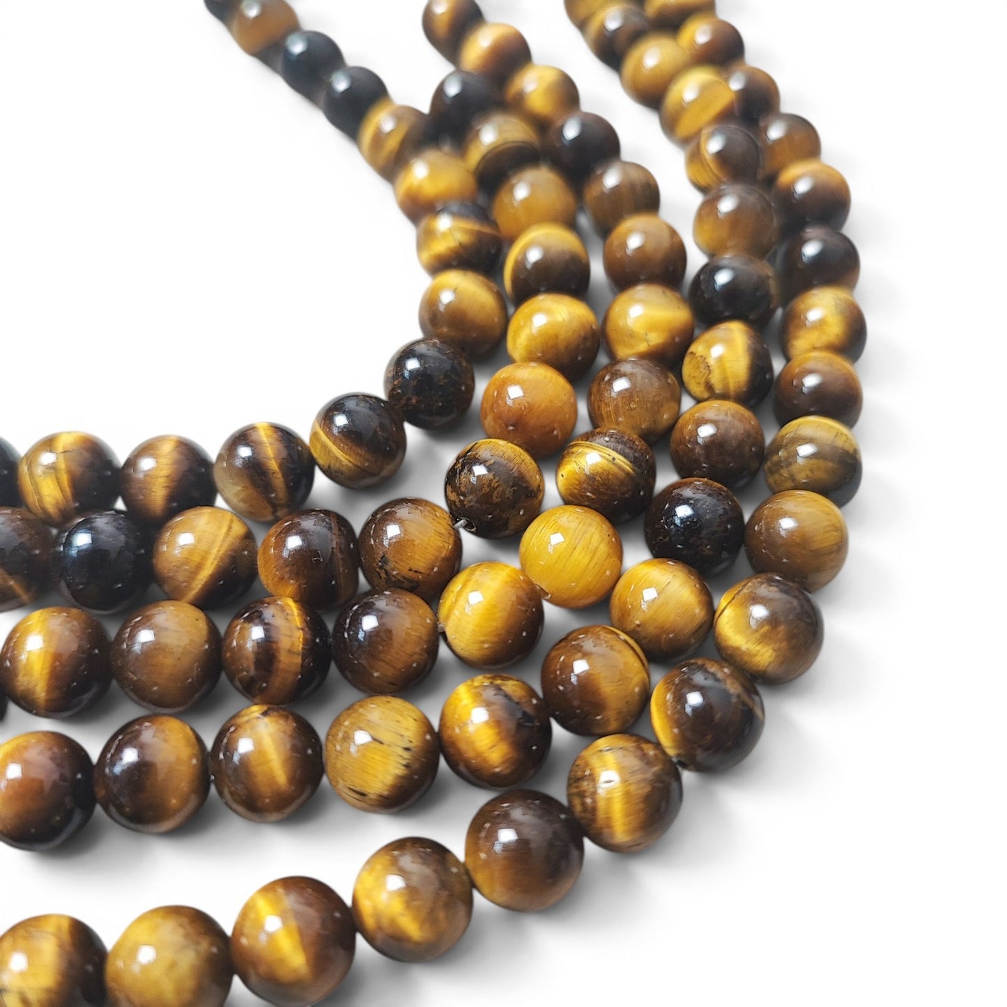 Fil de perles naturelles œil de tigre – Rondes 8 mm