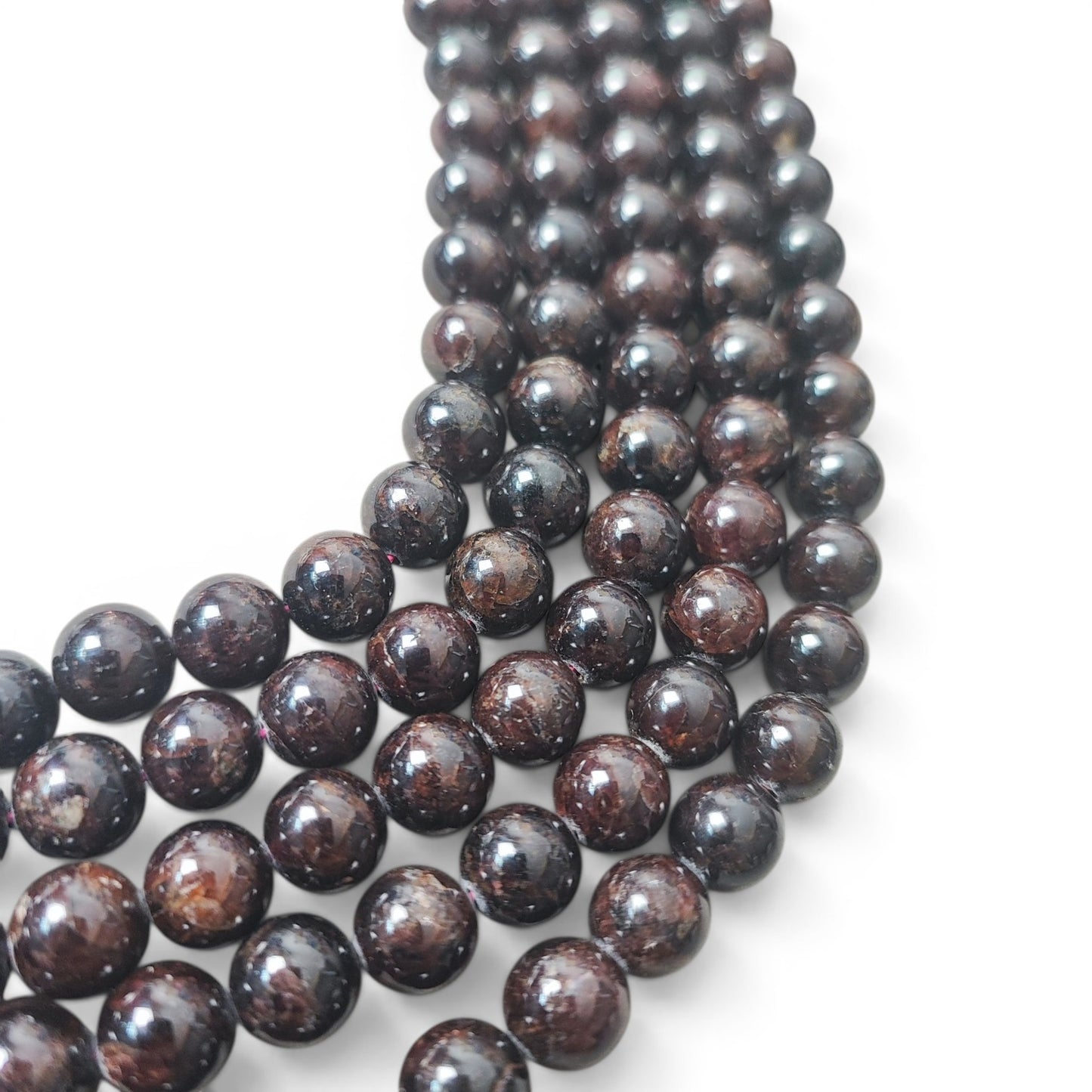 Fil de perles de grenat naturel – Rondes 8 mm – 38,5 cm
