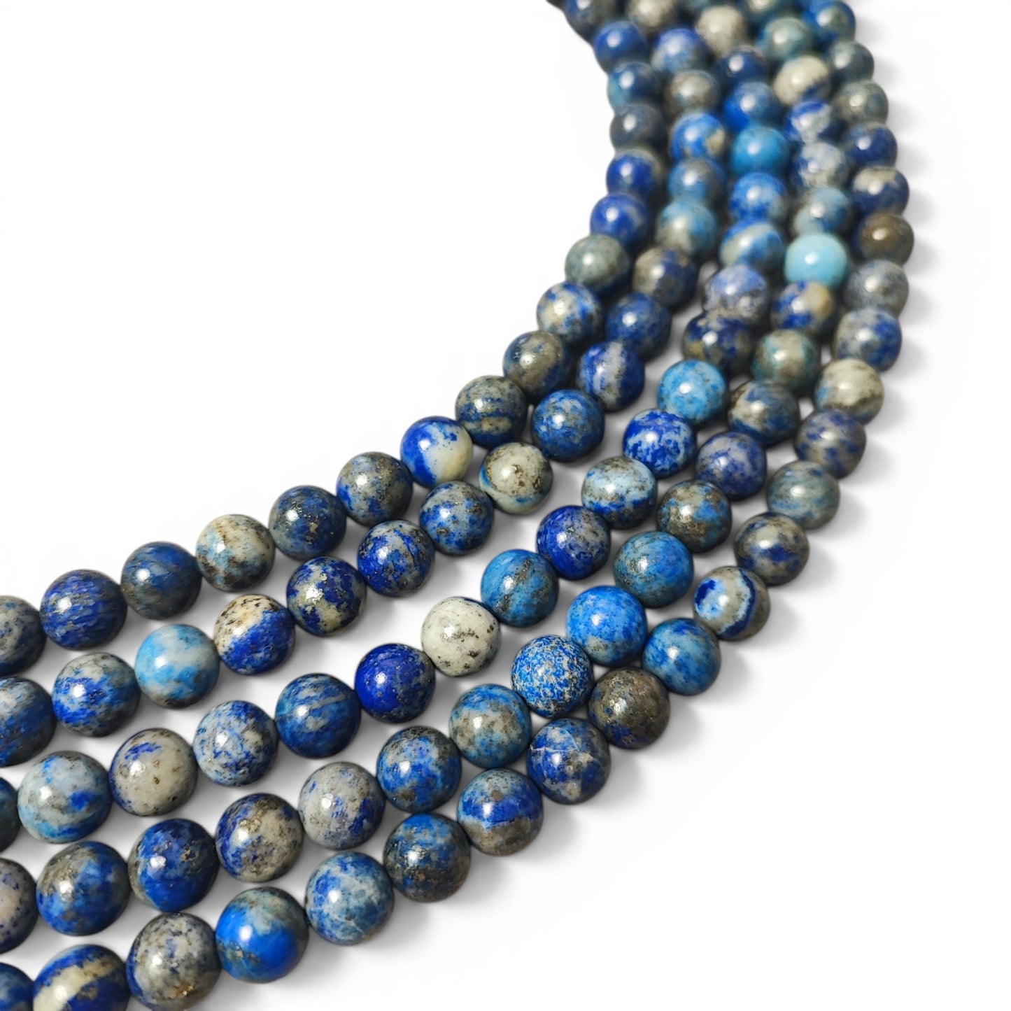 Fil de perles de lapis-lazuli naturel – Rondes et lisses 8 mm – 39 cm