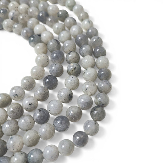 Fil de perles rondes en labradorite naturelle – 8 à 8,5 mm – 38 cm.