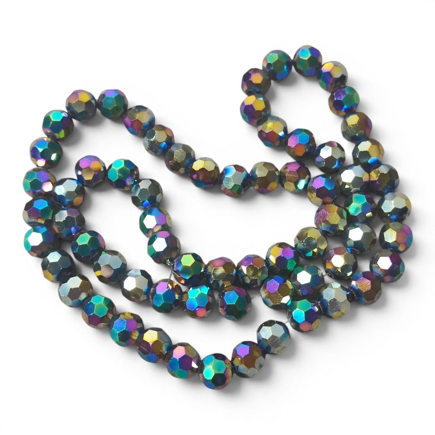x1 Fil de Perles de verre électroplaquées facettées rondes – Scarabée – 8 x 7 mm