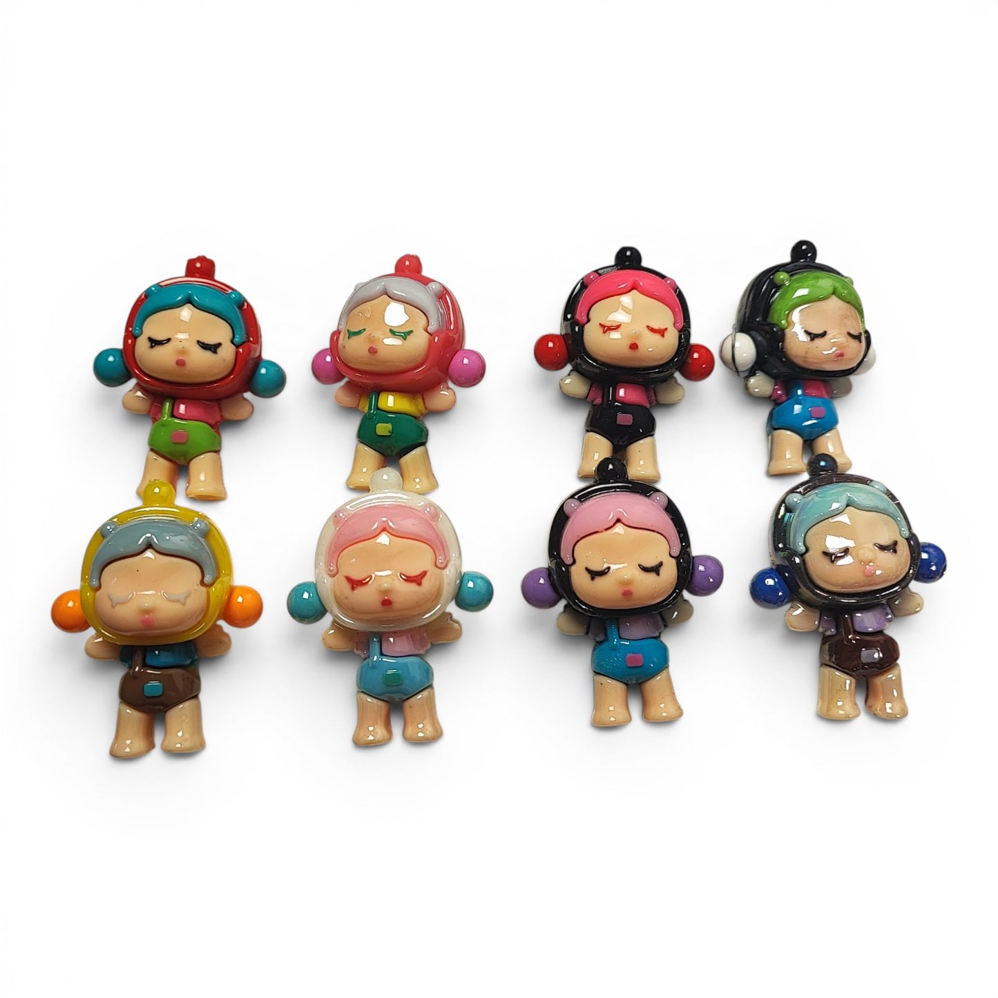 Figurine PVC compatible stylo, porte-clés ou marque-page à tige – 8 couleurs au choix