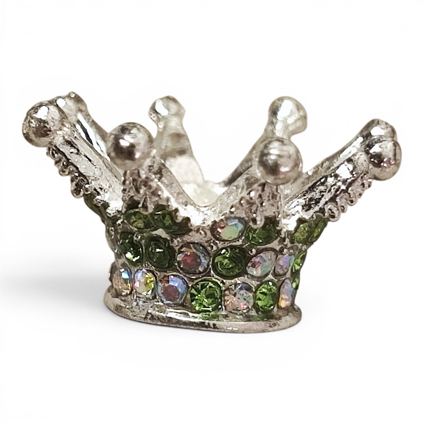Perle couronne en métal et strass – Compatible tiges – 24 x 13 mm