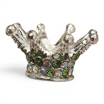 Perle couronne en métal et strass – Compatible tiges – 24 x 13 mm
