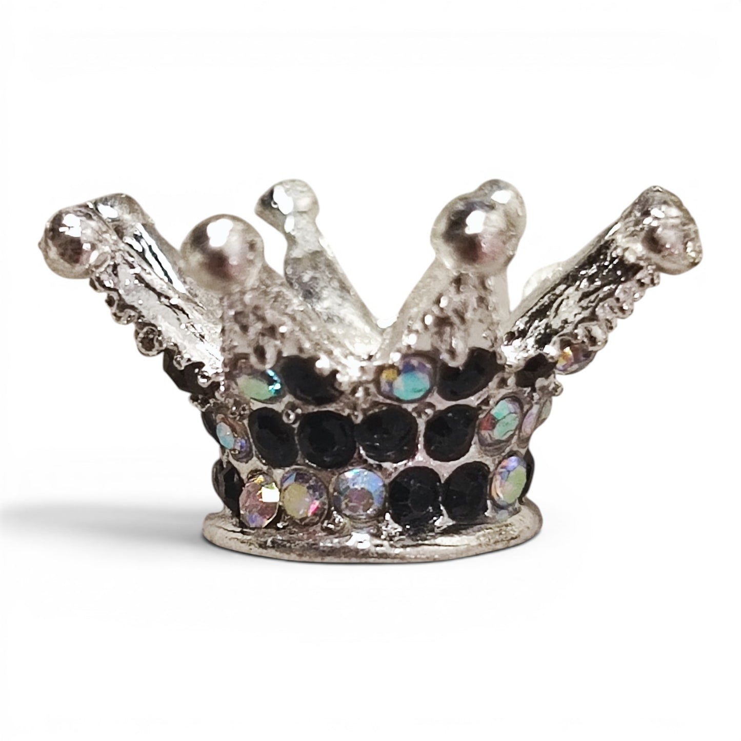 Perle couronne en métal et strass – Compatible tiges – 24 x 13 mm
