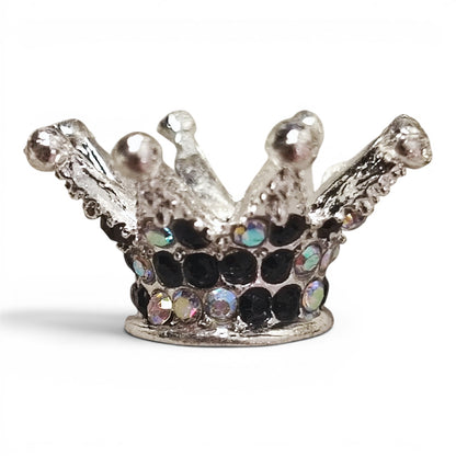 Perle couronne en métal et strass – Compatible tiges – 24 x 13 mm