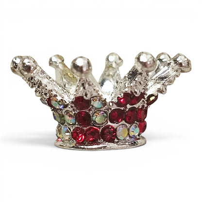 Perle couronne en métal et strass – Compatible tiges – 24 x 13 mm