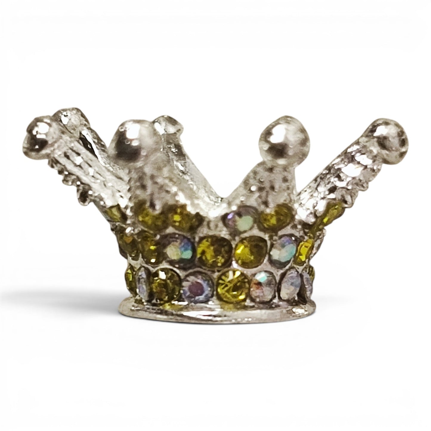 Perle couronne en métal et strass – Compatible tiges – 24 x 13 mm