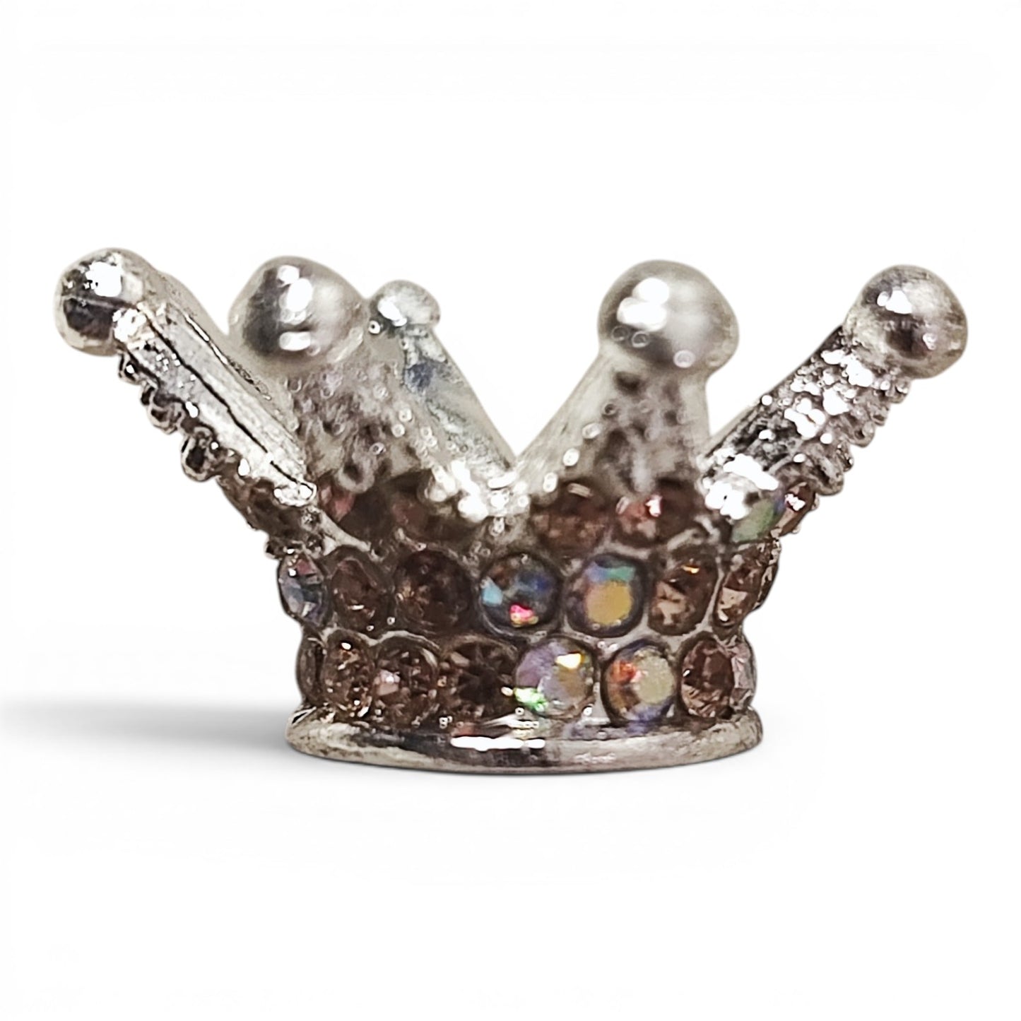 Perle couronne en métal et strass – Compatible tiges – 24 x 13 mm
