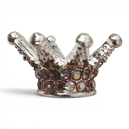 Perle couronne en métal et strass – Compatible tiges – 24 x 13 mm